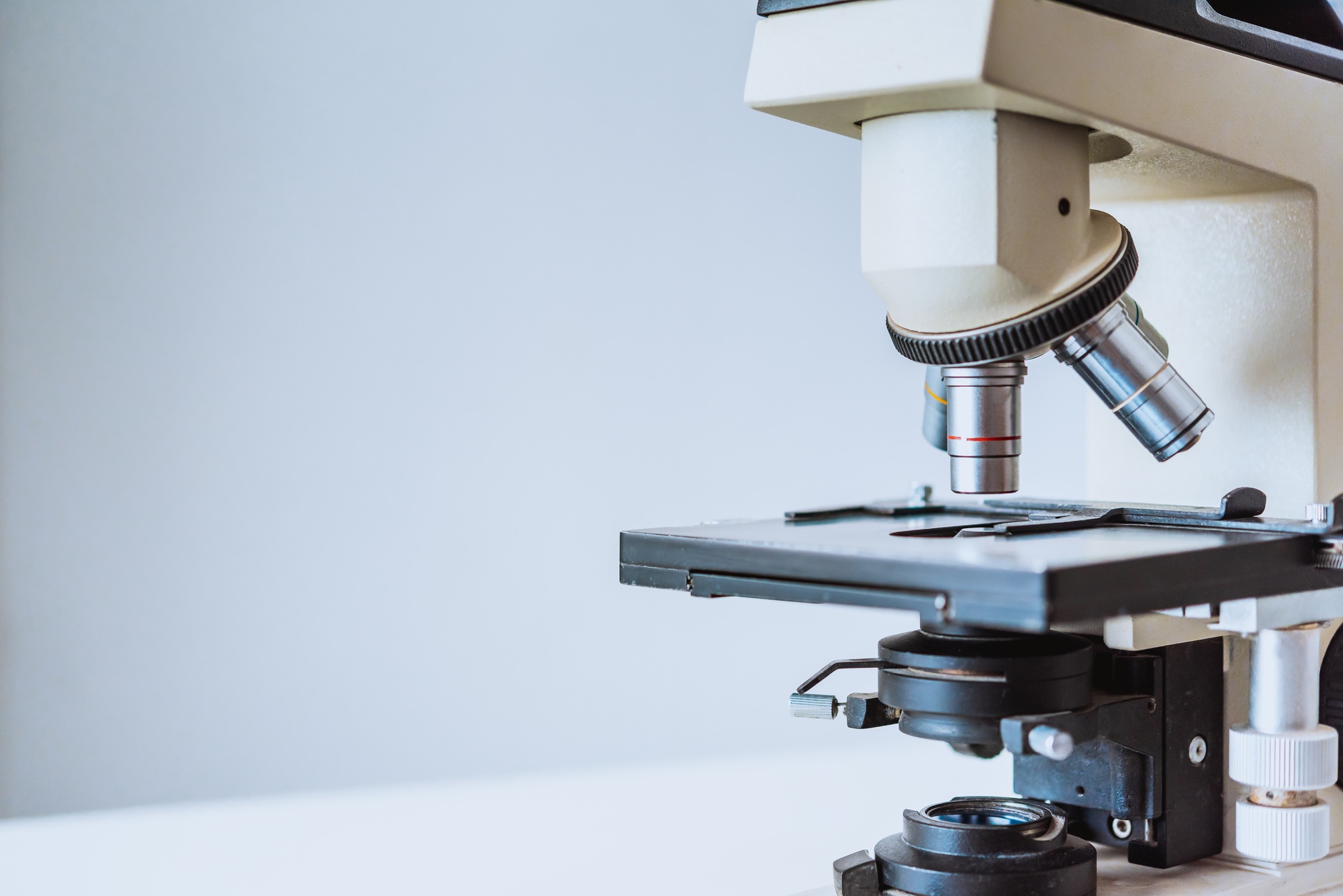 close-up Microscope for laboratory research. Photo of a medical microscope